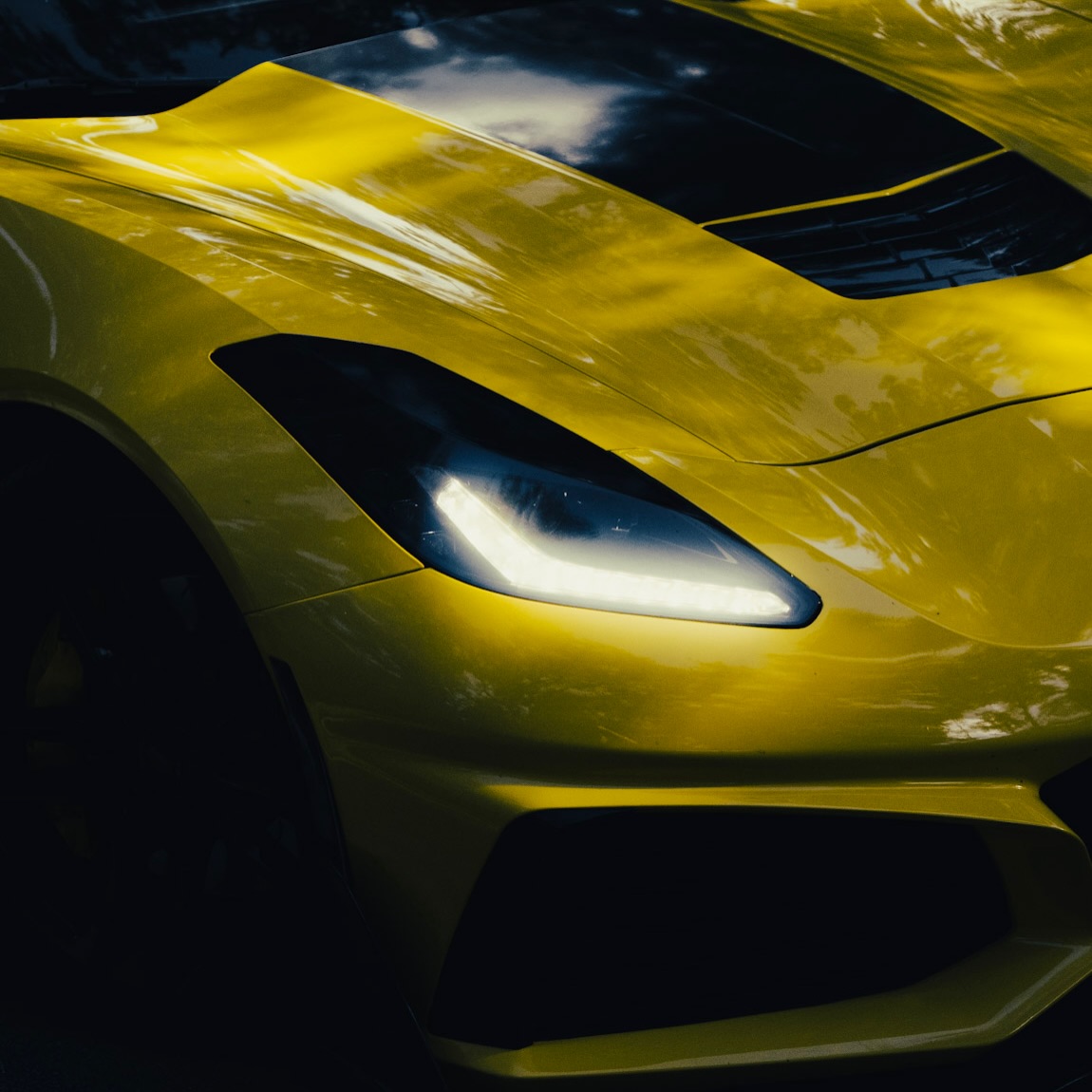 Yellow performance car photographed by Silva Studios