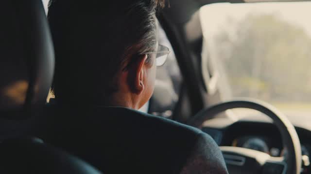 Cinematic view from inside a car